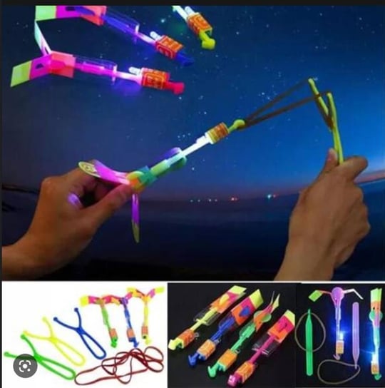 5 adet Led Işıklı Sapan Havada Süzülen Oyuncak Mancınık Sapan